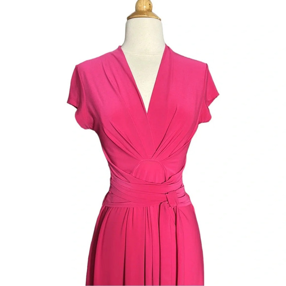 IMAN High Low Pink Cinched Waist Midi Dress, Size Small - Picture 3 of 15